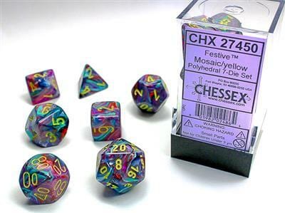 Festive Mosaic/yellow Polyhedral 7-Die Set - Image 2