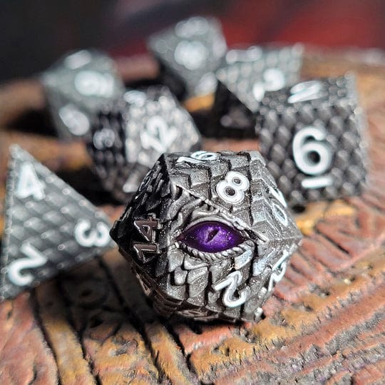 Dragon's Gaze Silver Metal RPG Dice Set
