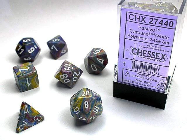 Festive Carousel/white Polyhedral 7-Die Set