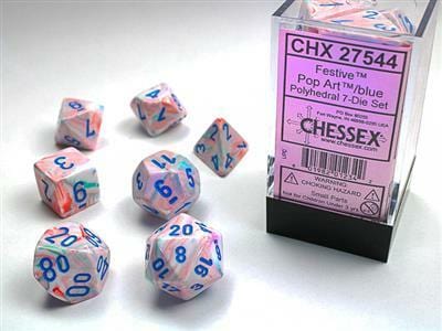 Festive Pop Art/blue Polyhedral 7-Die Set - Image 4