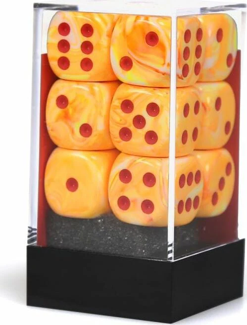 Festive® 16mm D6 w/pips Sunburst™ w/red Dice Block™ (12 dice - Image 5