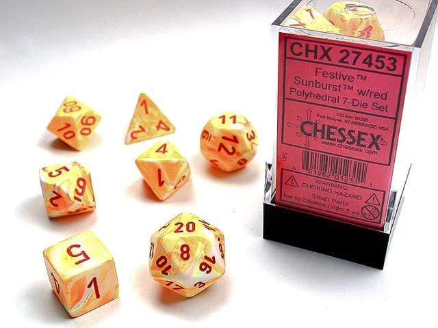 Festive Sunburst/red Polyhedral 7-Die Set