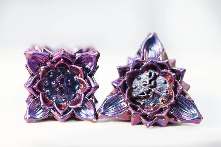 Floral Starburst: Burnt Nightshade - Metal RPG Dice Set - Image 5