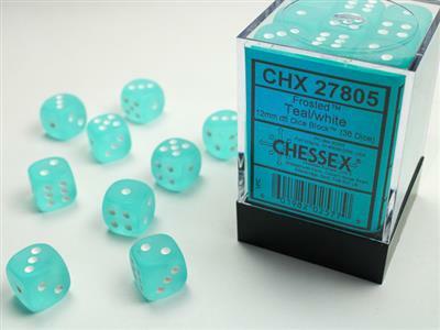 Frosted™ 12mm D6 Teal/white Dice Block™ (36 dice) - Image 2