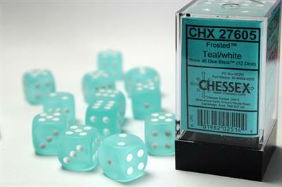 Frosted™ 16mm D6 Teal/white Dice Block™ (12 dice) - Image 3
