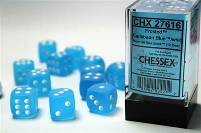 Frosted™ 16mm D6 Caribbean Blue™/white Dice Block™ (12 dice) - Image 4