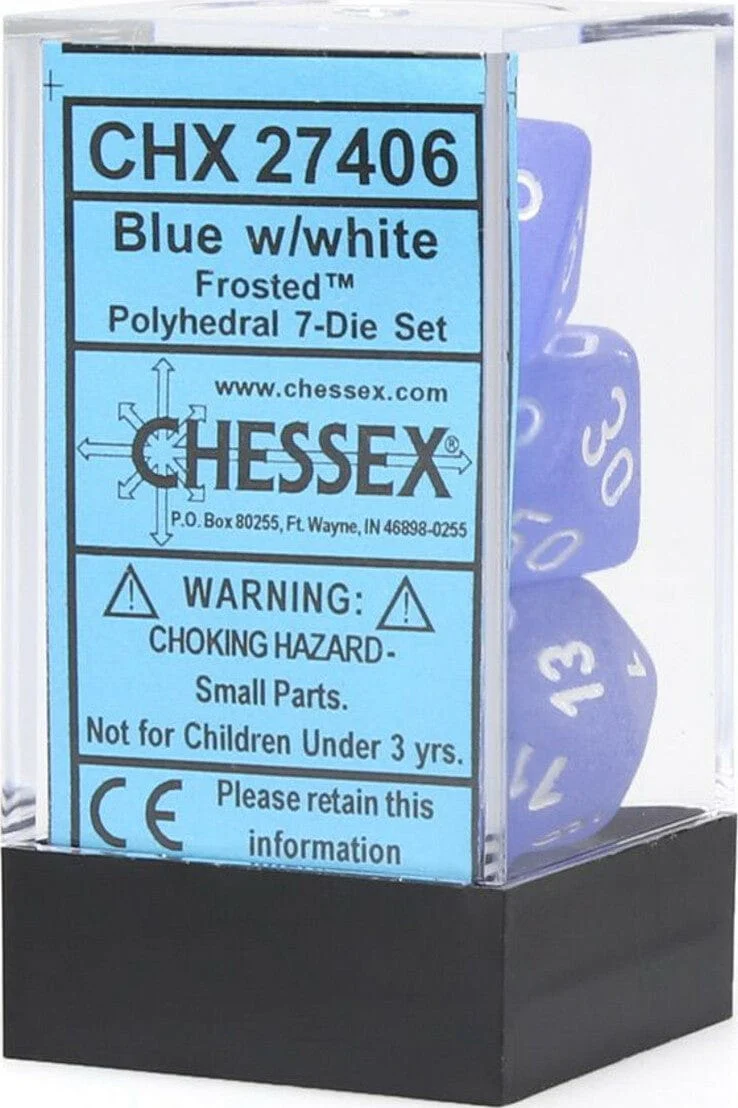 Frosted Blue/white Polyhedral 7-Die Set - Image 2