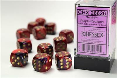 Gemini® 16mm D6 Purple-Red/gold Dice Block™ (12 dice) - Image 2