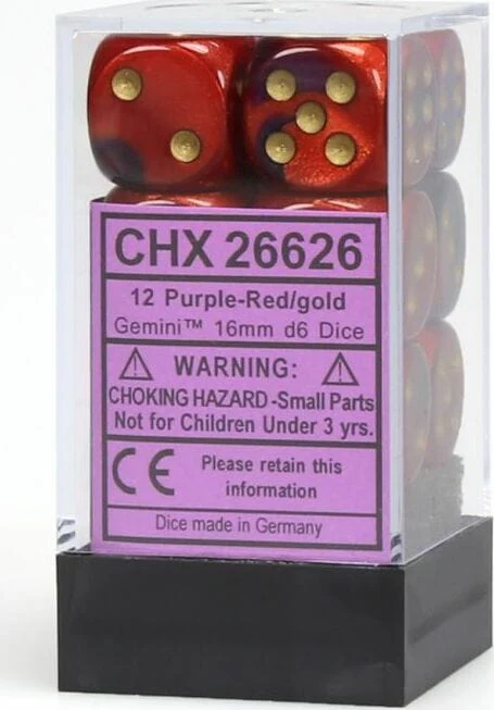 Gemini® 16mm D6 Purple-Red/gold Dice Block™ (12 dice) - Image 5