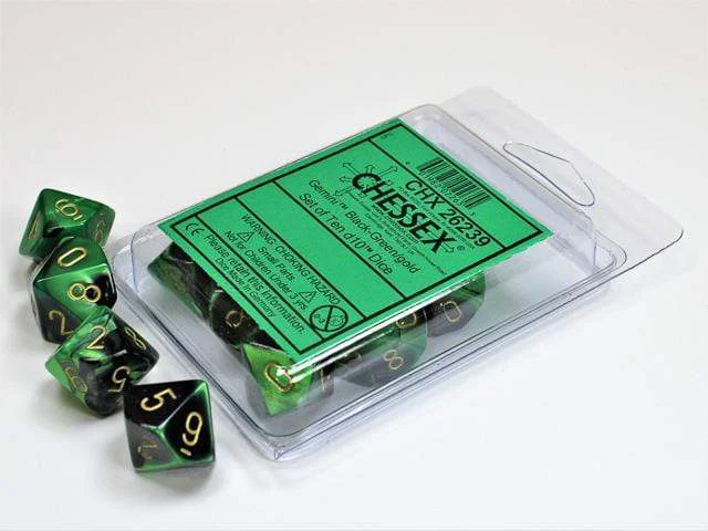 Gemini Black Green Gold d10 set