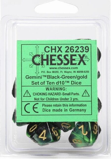 Gemini Black Green Gold d10 set - Image 2