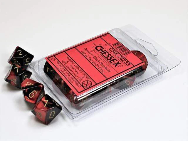 Gemini Black Red/Gold d10 set