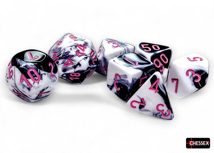 Gemini Black-White/pink Polyhedral 7-Die Set - Image 2