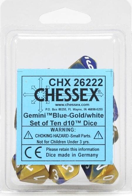 Gemini Blue Gold White d10 set - Image 2
