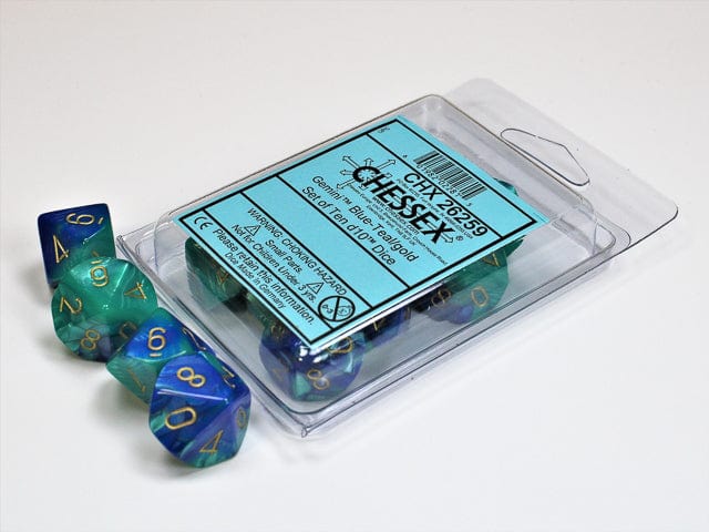 Gemini Blue Teal Gold d10 set - Image 4