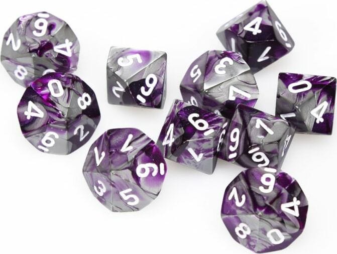 Gemini Purple Steel White d10 set - Image 3