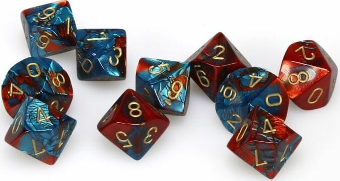 Gemini Red Teal Gold d10 set - Image 3