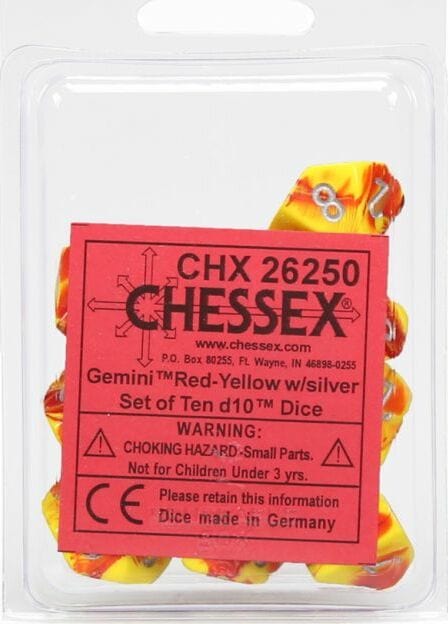 Gemini Red Yellow Silver d10 set - Image 2