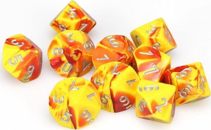 Gemini Red Yellow Silver d10 set - Image 3