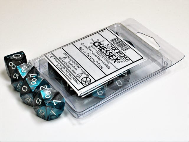 Gemini Teal Steel White d10 set - Image 2
