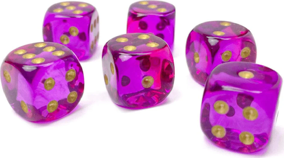 Gemini Translucent Red-Violet/gold Polyhedral 7-Die Set - Image 9