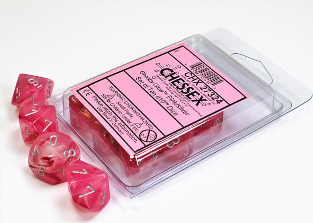 Ghostly Glow Pink Silver d10 set - Image 3