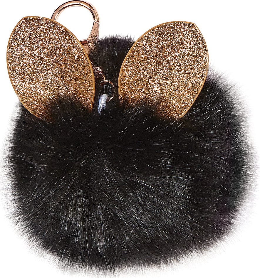 Glitter Ears Furry Pom-Pom Clip Black - Image 2