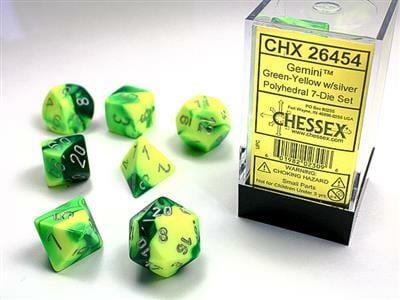 Gemini Green-Yellow/silver Polyhedral 7-Die Set - Image 4