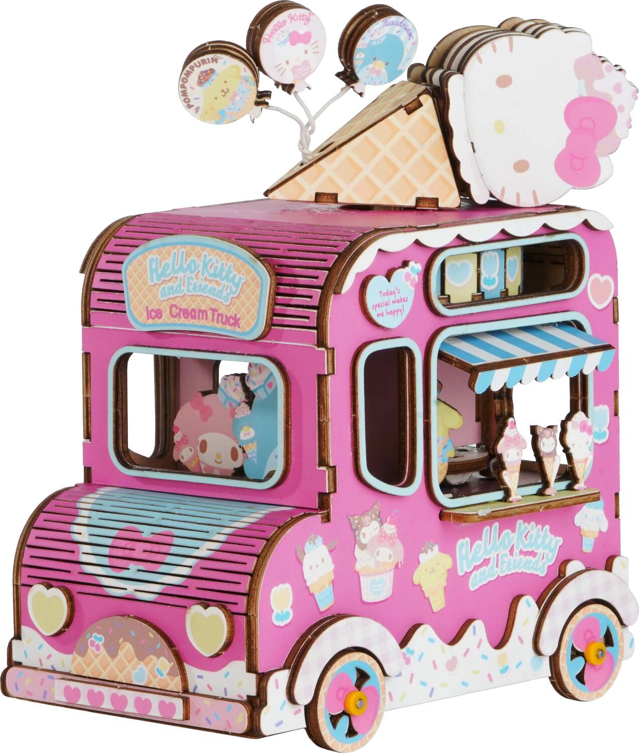 Hello Kitty® 3D Wooden Puzzle Music Box Ice Cream Truck - Image 3
