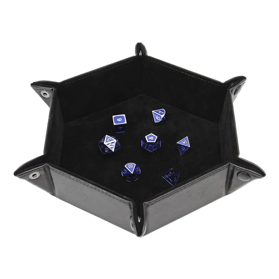 Hexagon Snap Folding Dice Tray - Black
