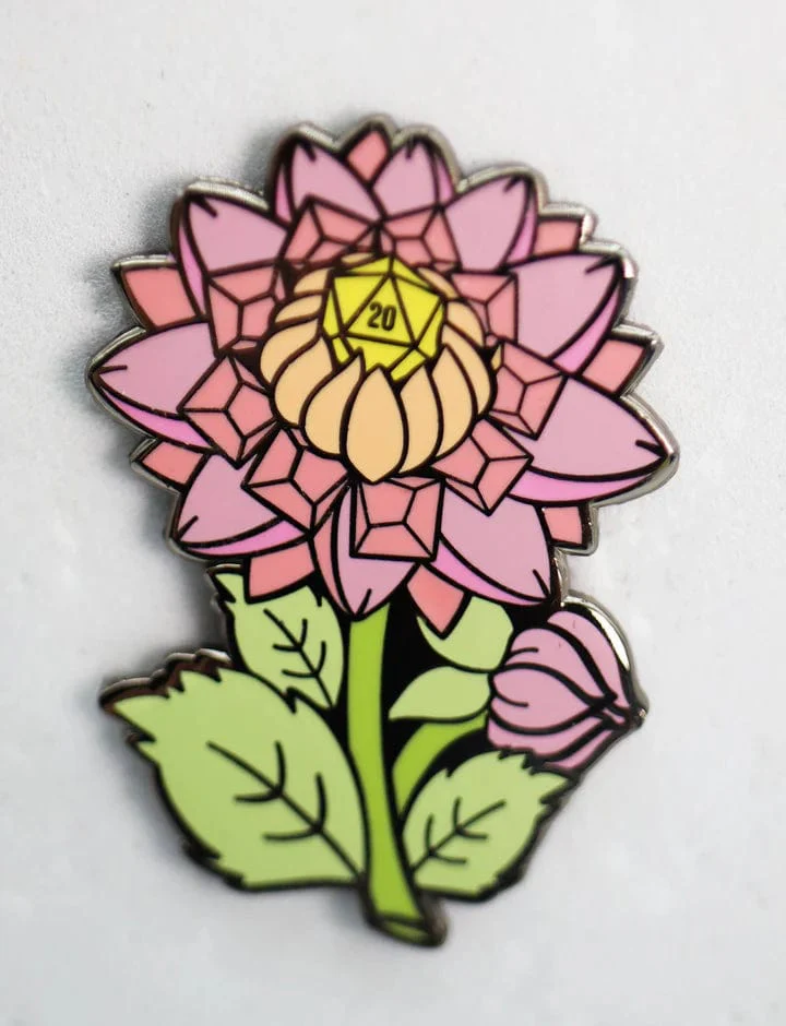 HOLLOW HEARTS ENAMEL PIN: DICE DAHLIA