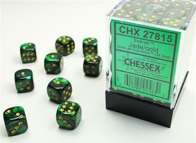 Scarab® 12mm D6 Jade/gold Dice Block™ (36 dice) - Image 2