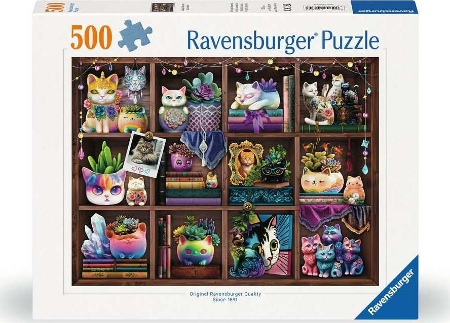 Jigsaw Puzzle Cubby Cats and Succulents - 500 Pieces Puzzle - Image 5