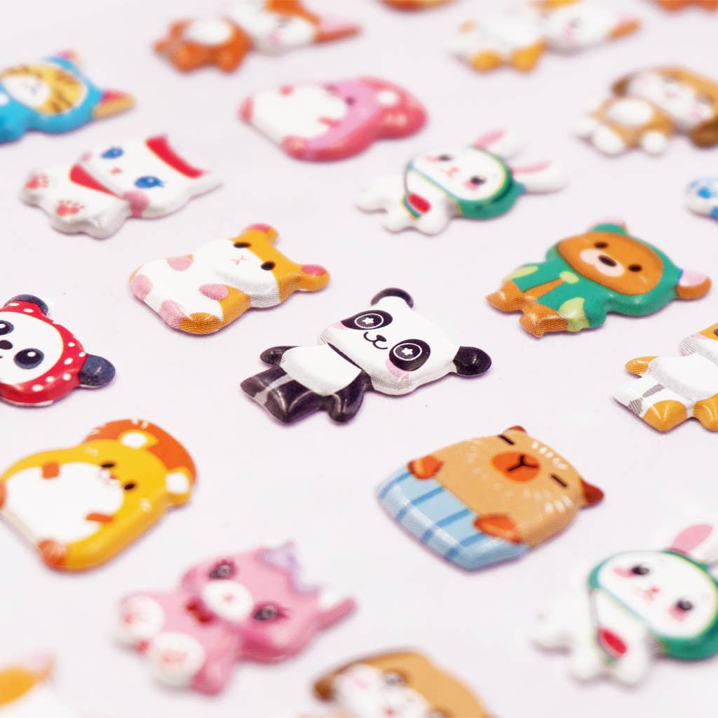 Kawaii Animal Puffy Stickers – Cute Character Mix – 48 pcs - Image 3
