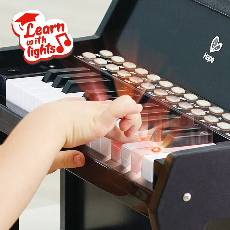 Learn with Lights Black Piano  w/ Stool - Image 2