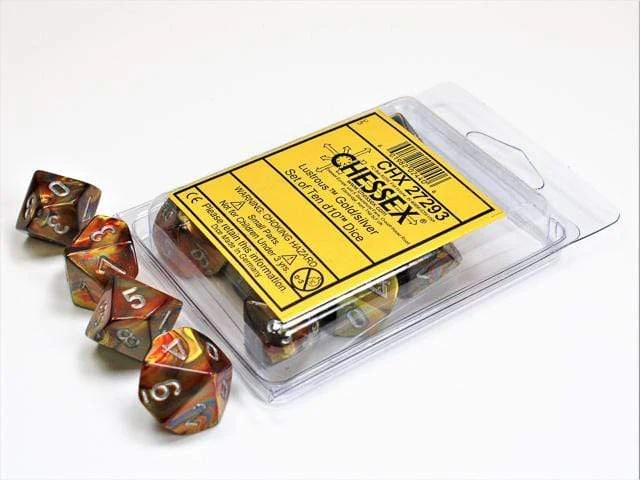 Lustrous Gold Silver d10 set