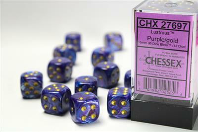 Lustrous® 16mm D6 Purple/gold Dice Block™ (12 dice) - Image 4