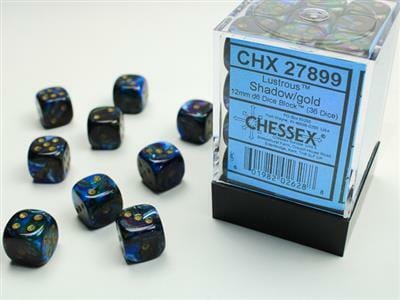 Lustrous® 12mm D6 Shadow/gold Dice Block™ (36 dice) - Image 2