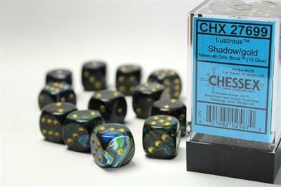 Lustrous® 16mm D6 Shadow/gold Dice Block™ (12 dice) - Image 5
