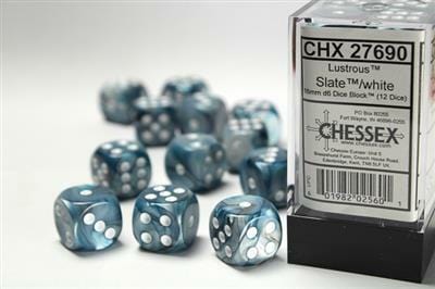 Lustrous® 16mm D6 Slate™/white Dice Block™ (12 dice) - Image 2