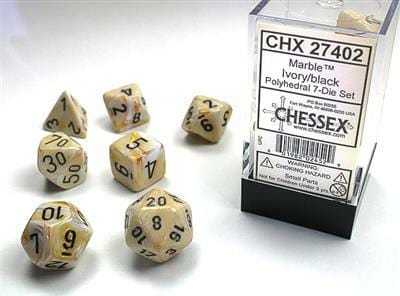 Marble Polyhedral Ivory/black 7-Die Set - Image 4