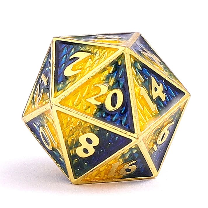 Mini Behemoth Metal RPG Dice Set-Gold w/Yellow&Blue - Image 2