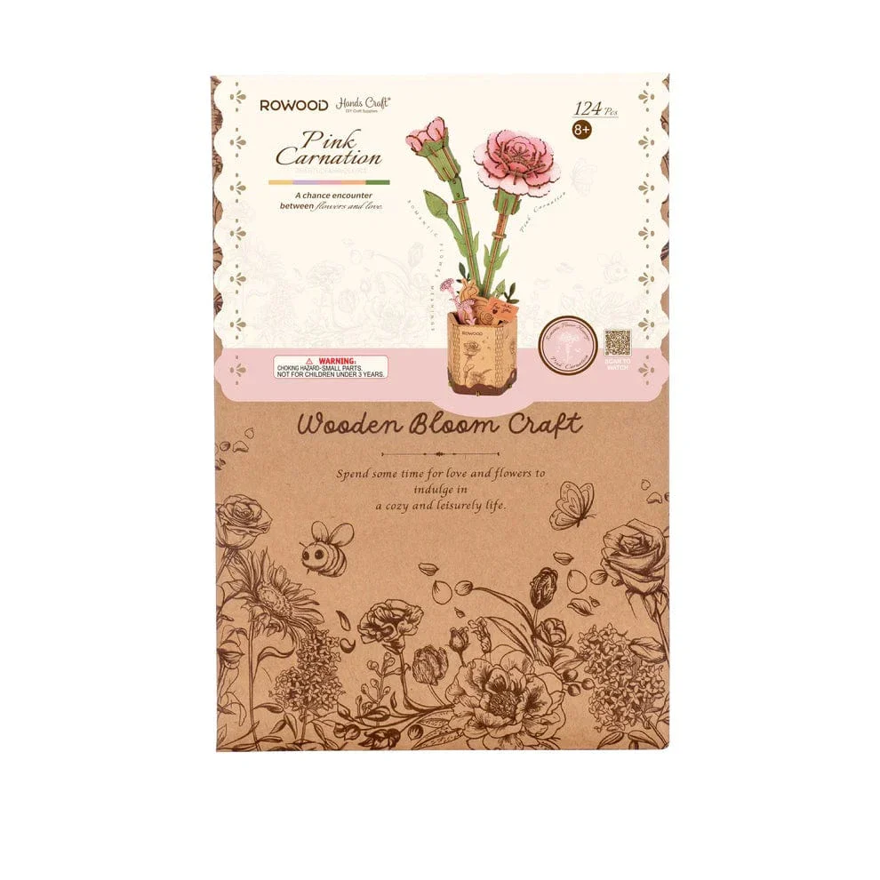 Modern Wooden Puzzle: Pink Carnation - Image 2