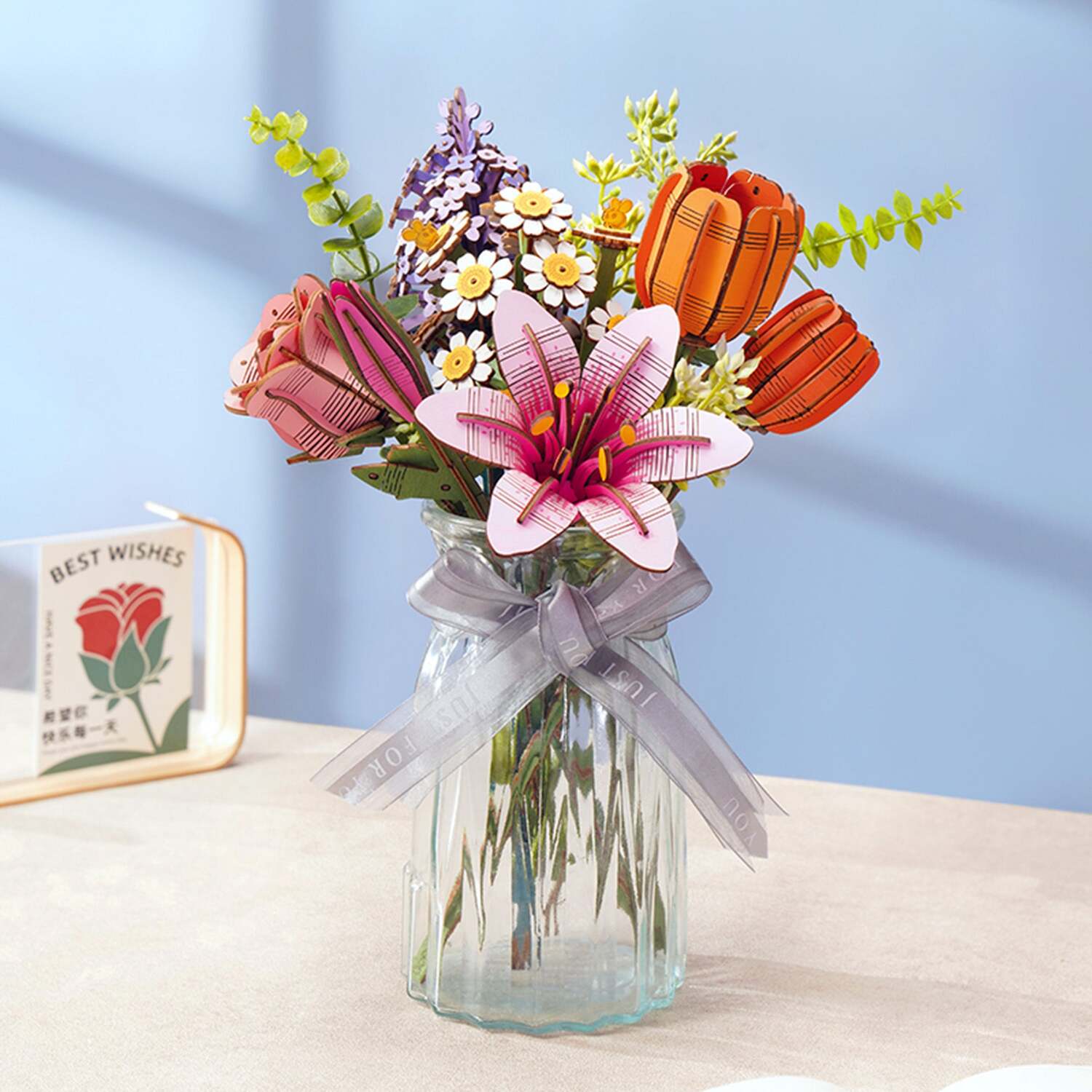 Modern Wooden Puzzle: Pink Lily - Image 4