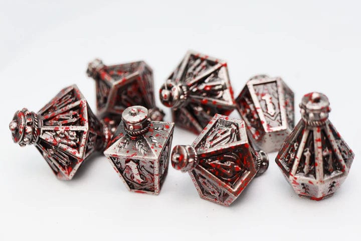 MOONLIT LANTERN: BLOOD SPLATTER - METAL RPG DICE SET - Image 4