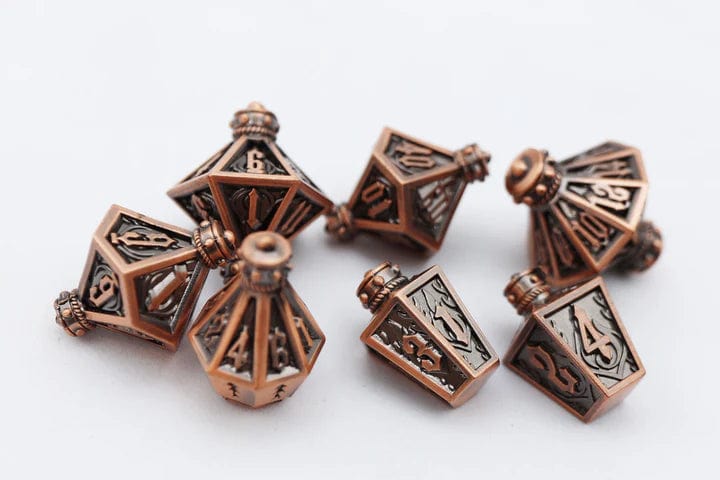 Moonlit Lantern: Coppered Flames - Metal RPG Dice Set - Image 3