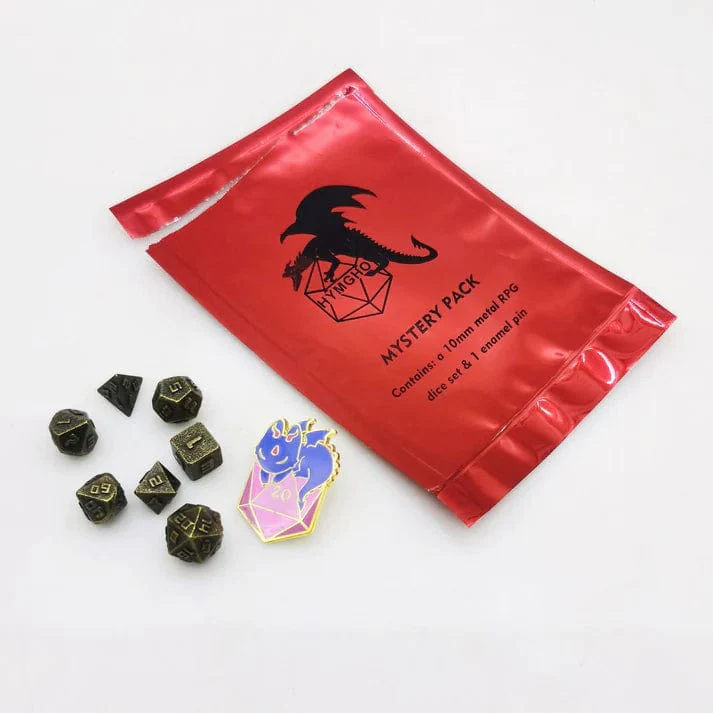 Mystery Pack of One 10mm Mini dice Set & One Enamel Pin - Image 2