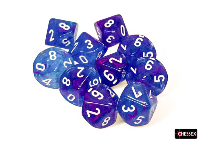 Nebula Aura/white Luminary d10 Set