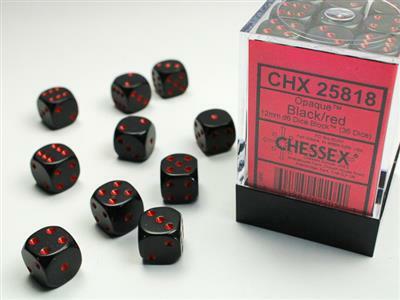 Opaque 12mm D6 Black/red Dice Block™ (36 dice) - Image 3