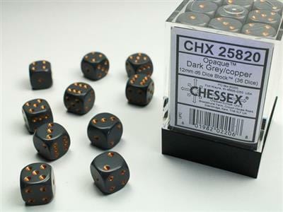 Opaque 12mm D6 Dark Grey/copper Dice Block™ (36 dice) - Image 3